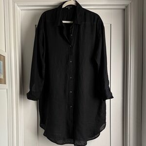 James Perse Black Button-Up Shirt Dress
